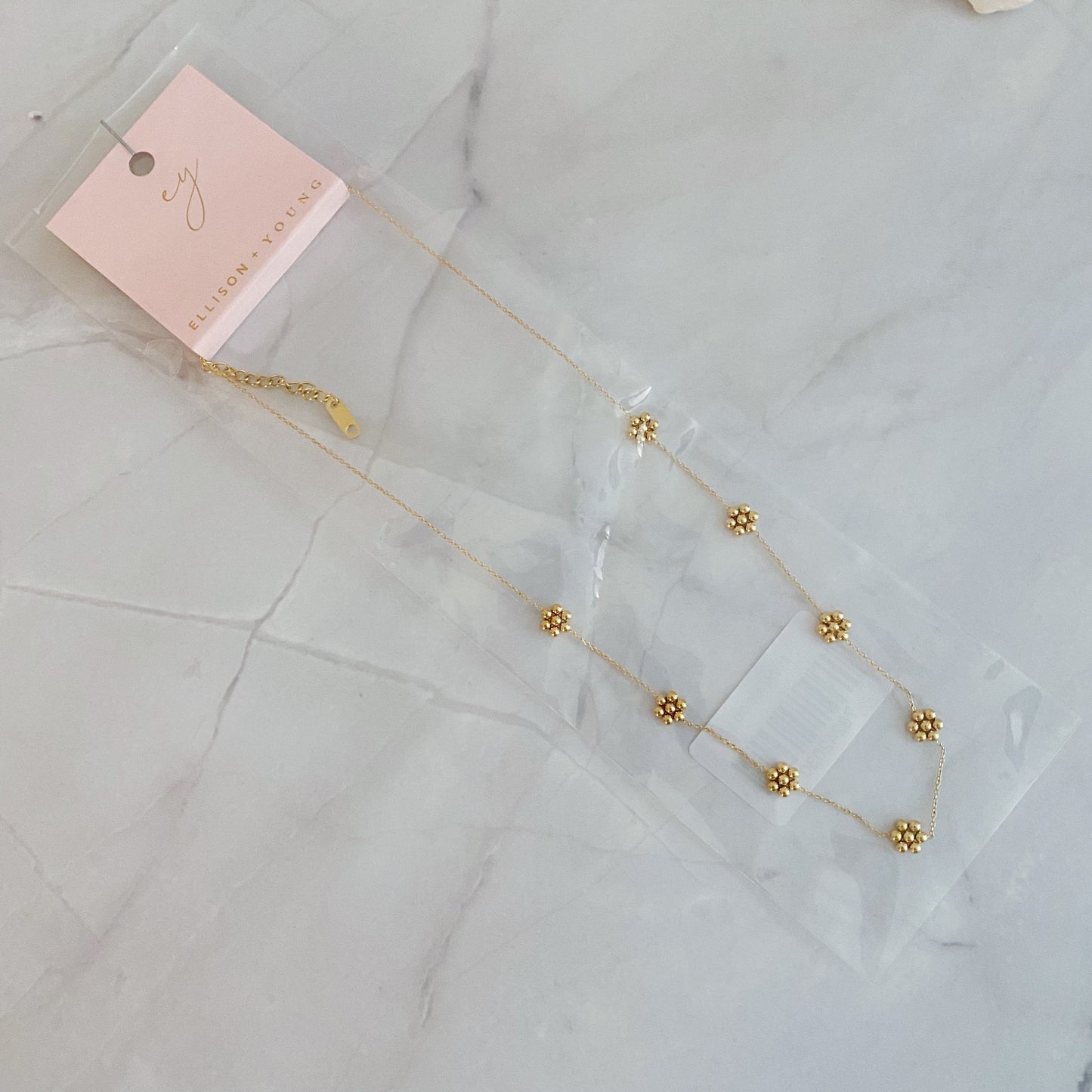 Dainty Golden Bead Flower Necklace - ZYTU