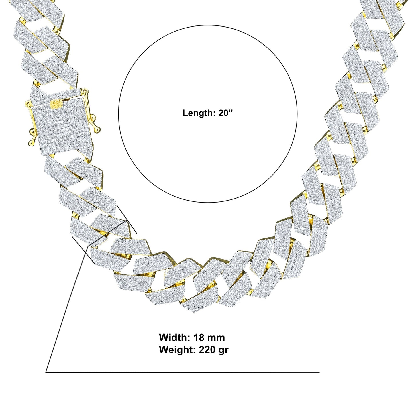 AGLOW 18MM BRASS ICED OUT CHAIN I 963212