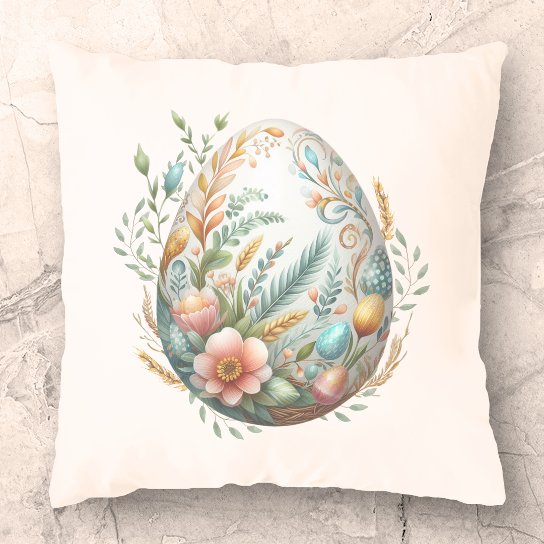 Decorated Egg Pillow Cover