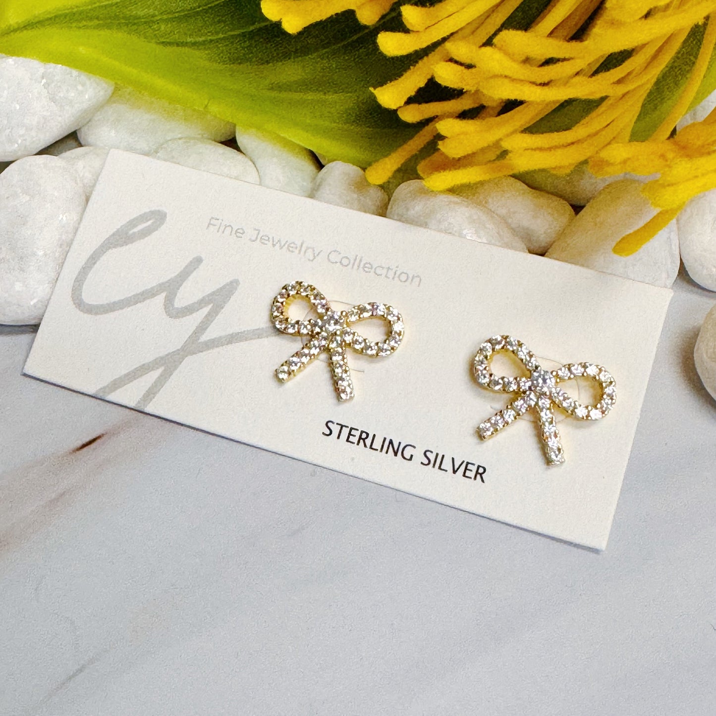 Shine Mini Bow Sterling Silver Earrings - ZYTU