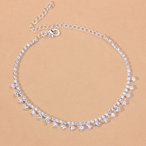 Rhinestone Water Drop Anklet Foot Jewelry for Women Silver/Gold - ZYTU