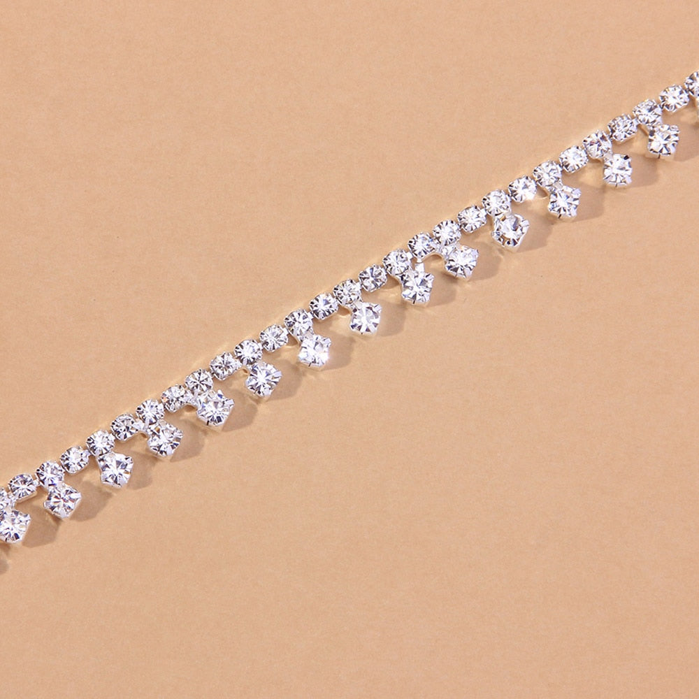 Rhinestone Water Drop Anklet Foot Jewelry for Women Silver/Gold - ZYTU