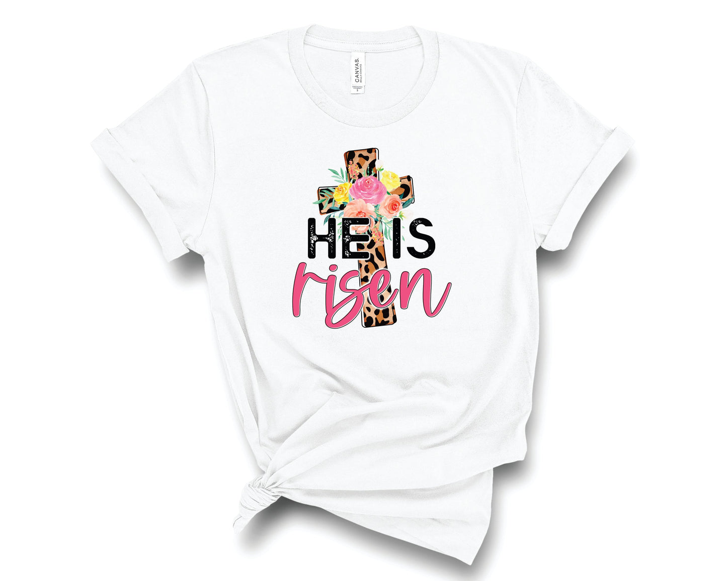 He is Risen Leopard Cross - Graphic Tee