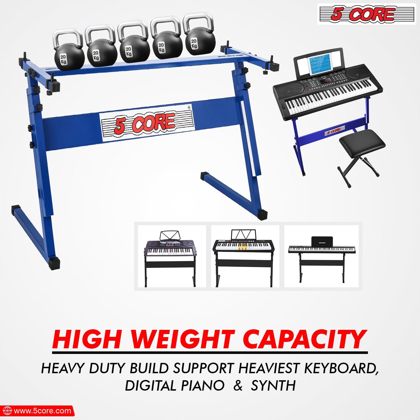 5 Core Keyboard Stand Z Style Height Adjustable Sturdy Piano Riser