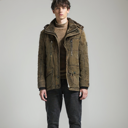 Mens Hooded Winter Parka Coat with Inner Fleece - ZYTU