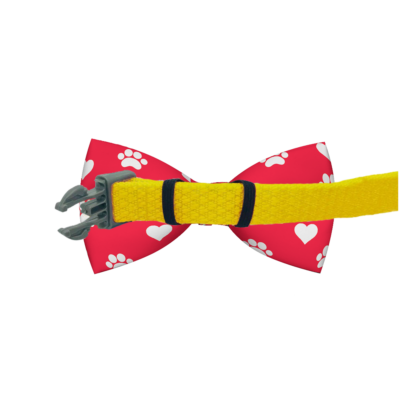Valentines Day Paw Prints & Hearts Red Dog Bow Tie - ZYTU