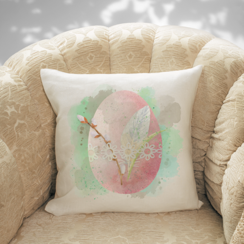 Pink Egg Art Pillow Cover