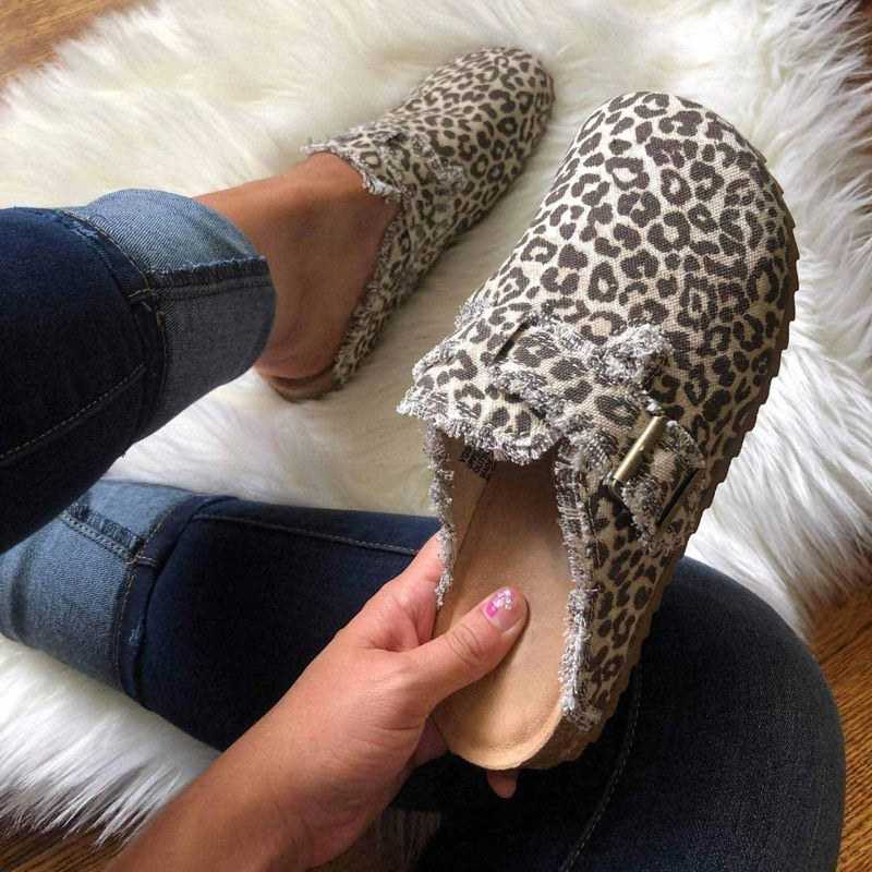 Flat Heel Round Toe Canvas Loafer Women's Vintage Clogs - ZYTU