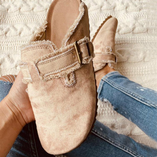 Flat Heel Round Toe Canvas Loafer Women's Vintage Clogs - ZYTU
