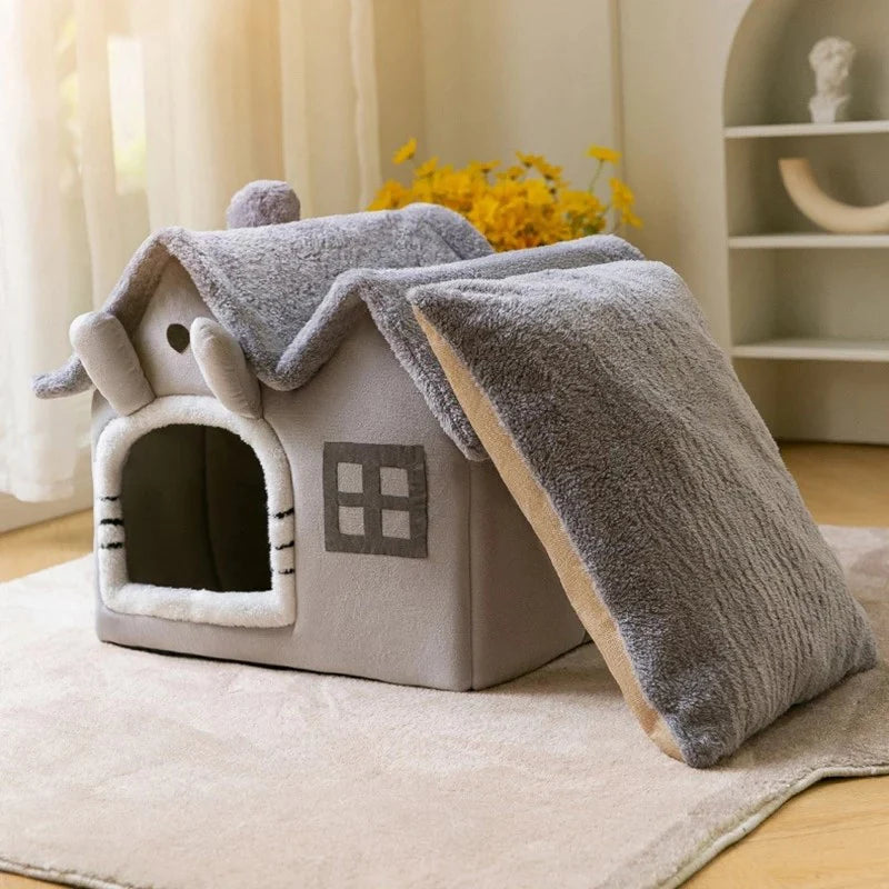 Removable Roof Plush Pet House - ZYTU