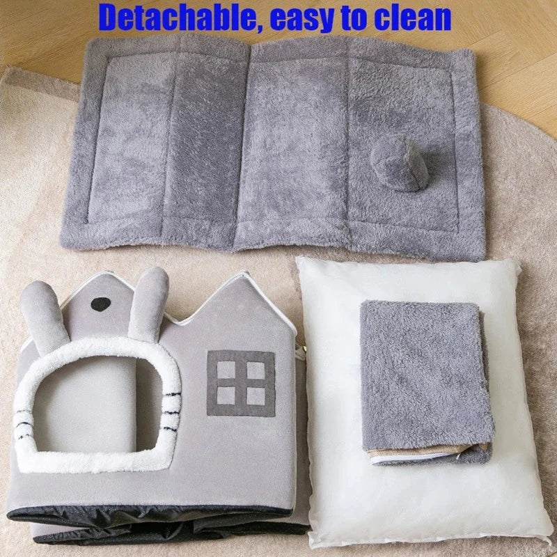 Removable Roof Plush Pet House - ZYTU