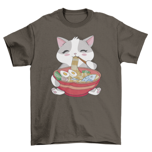 Cat animal eating ramen t-shirt - ZYTU