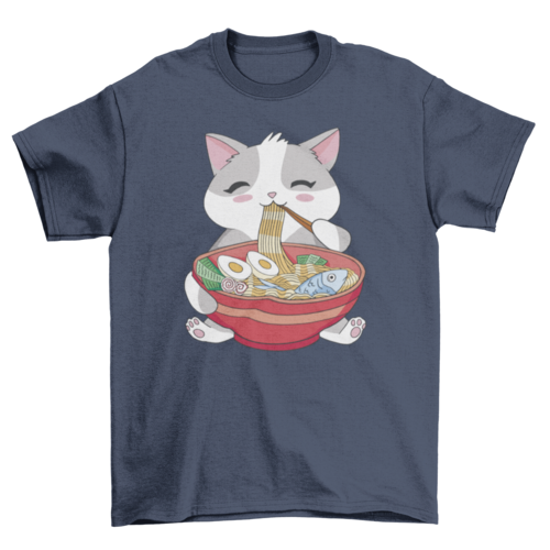 Cat animal eating ramen t-shirt - ZYTU