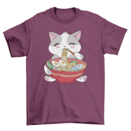 Cat animal eating ramen t-shirt - ZYTU