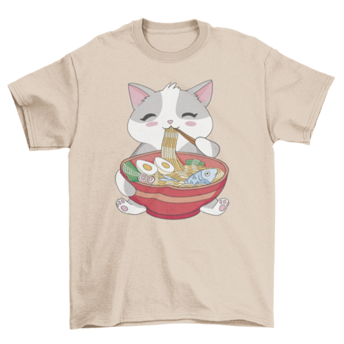 Cat animal eating ramen t-shirt - ZYTU