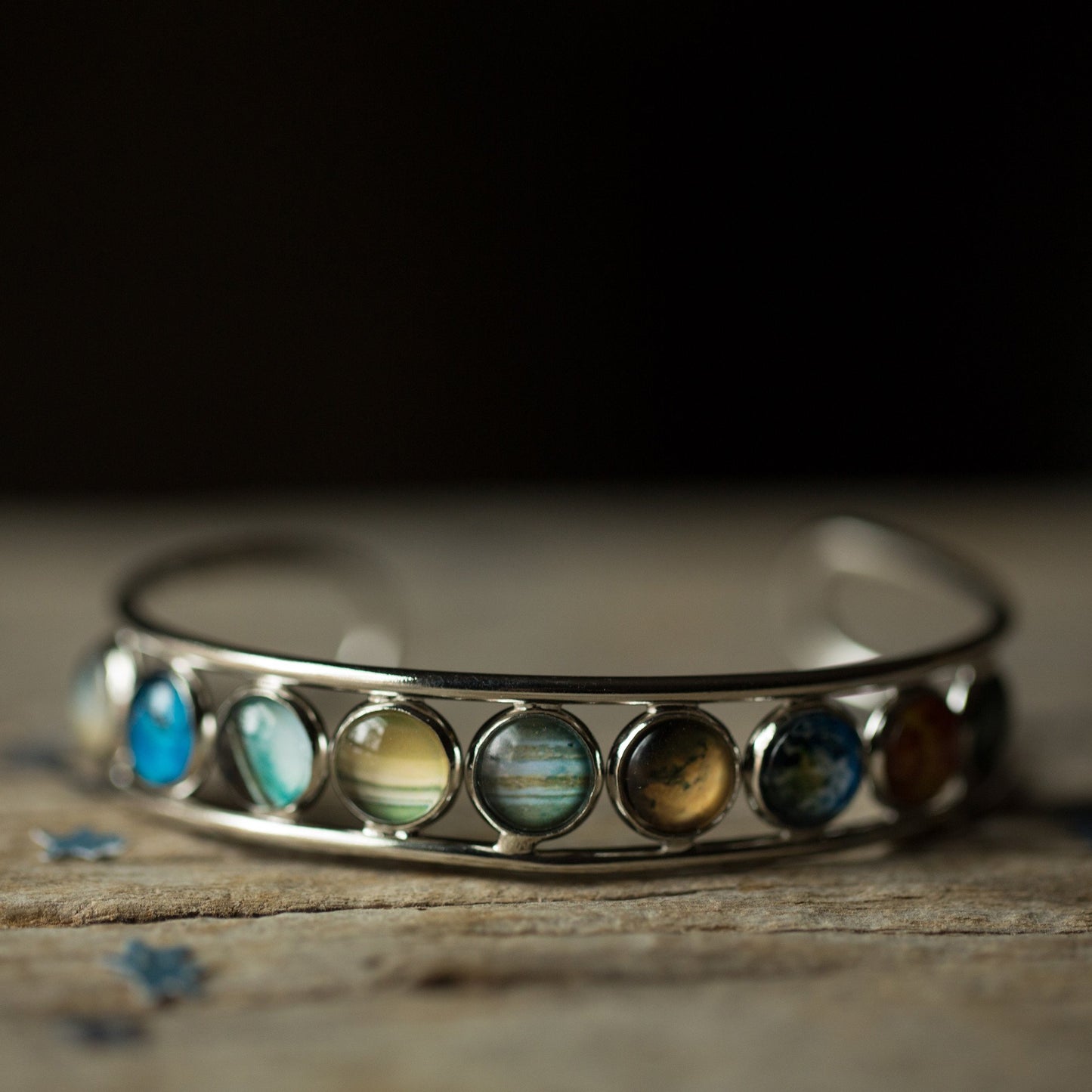 Solar System Silver Bangle Bracelet - ZYTU