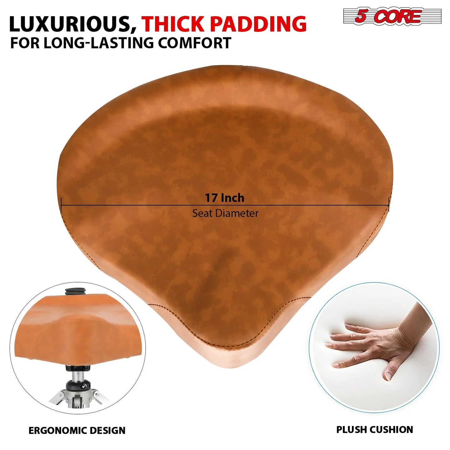5Core Drum Throne Padded Guitar Stool Backrest Drummer Seat for Adults