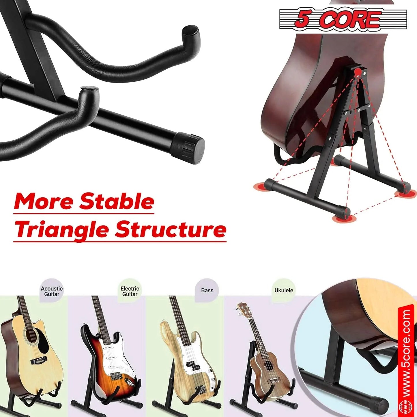 5Core Guitar Stand Floor a Frame Electric Acoustic Bass Soporte Para