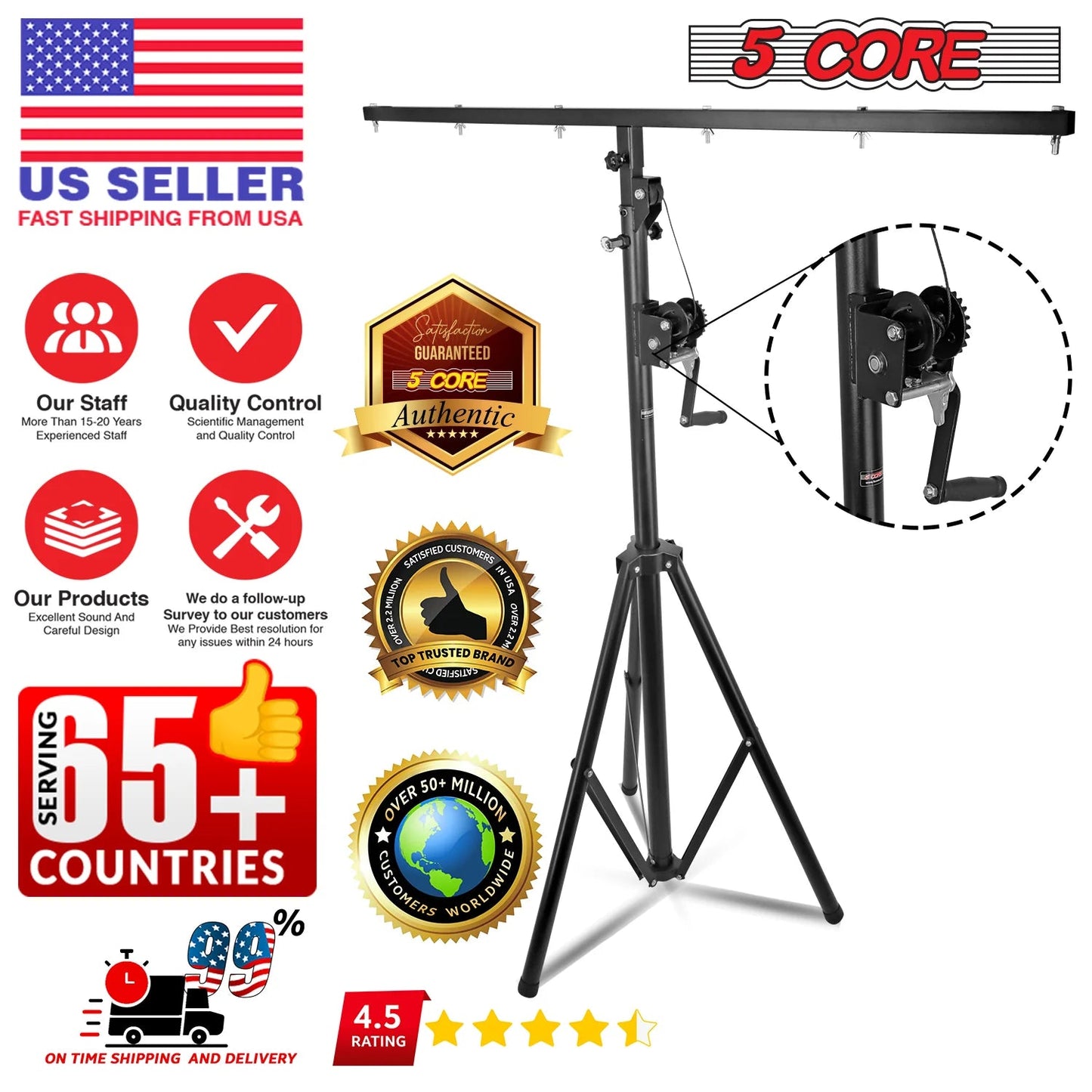 5Core DJ Light Stand Stage Lighting Truss System Hand Crank up
