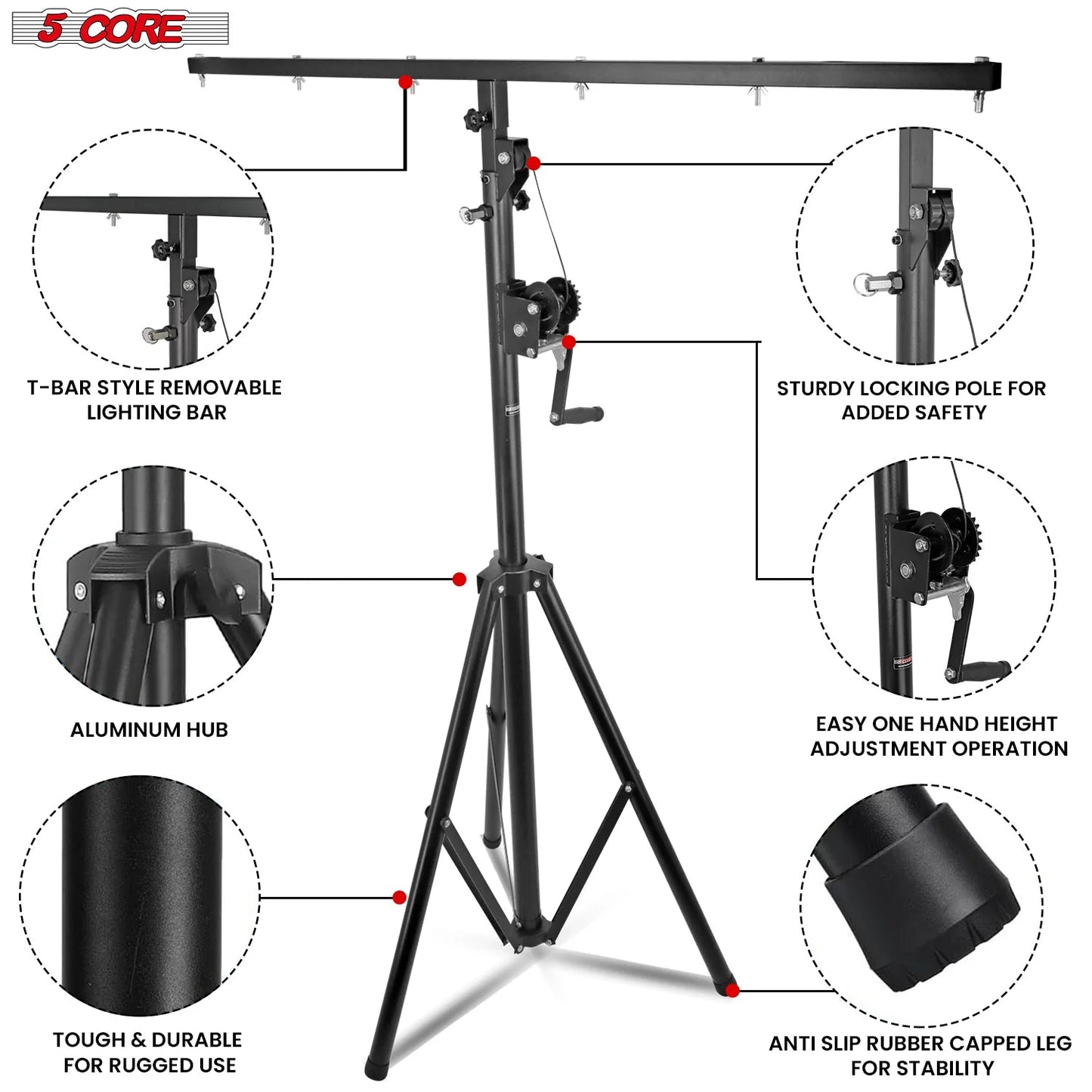 5Core DJ Light Stand Stage Lighting Truss System Hand Crank up