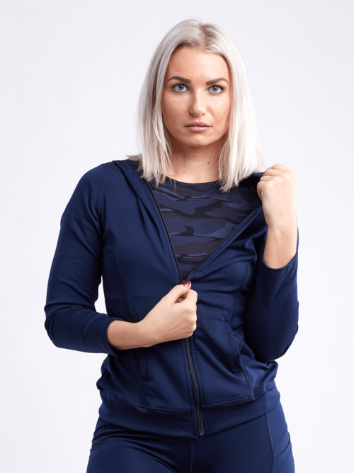 Athletic Fitted Zip-Up Hoodie Jacket with Pockets - ZYTU