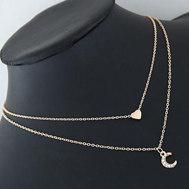 Moon and Heart Two Layer Necklace - ZYTU