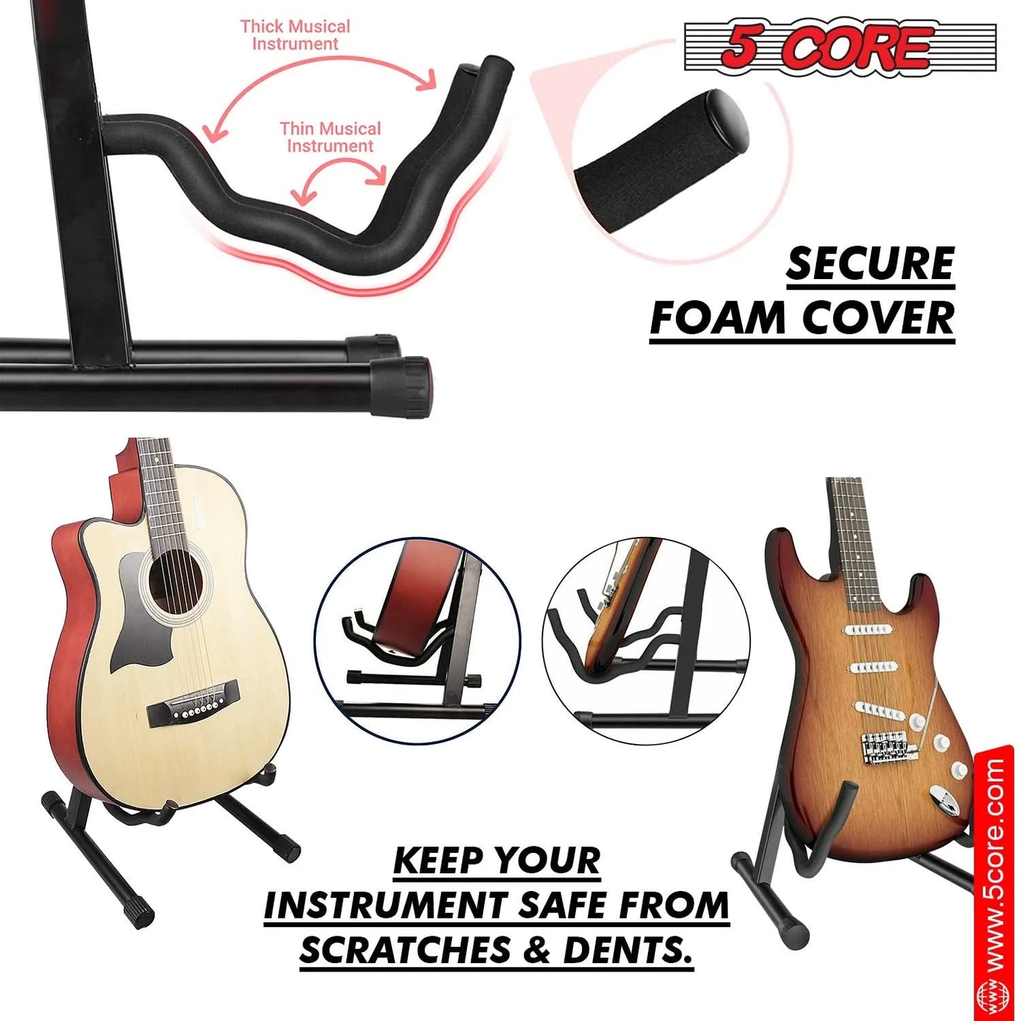 5Core Guitar Stand Floor a Frame Electric Acoustic Bass Soporte Para