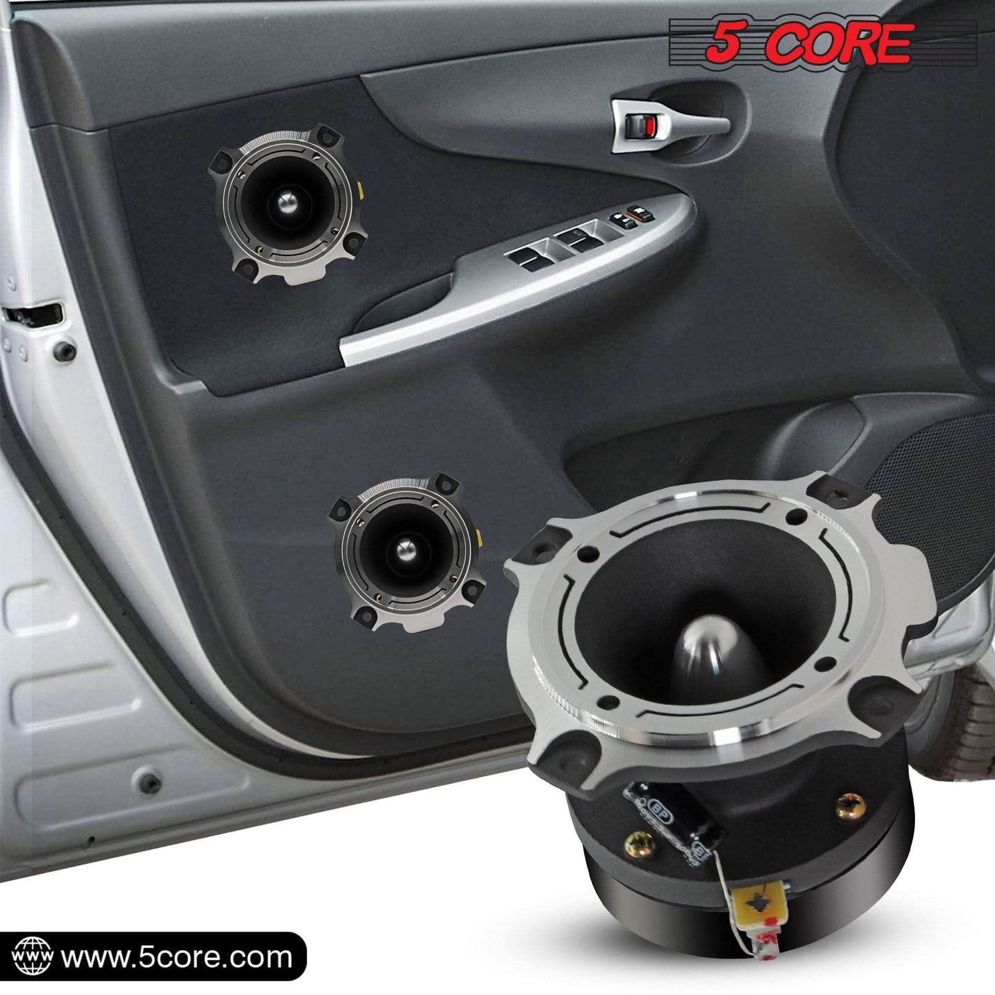 5Core Tweeters Speakers Car Audio Pair 600W Peak 3.5 Inch Super Bullet