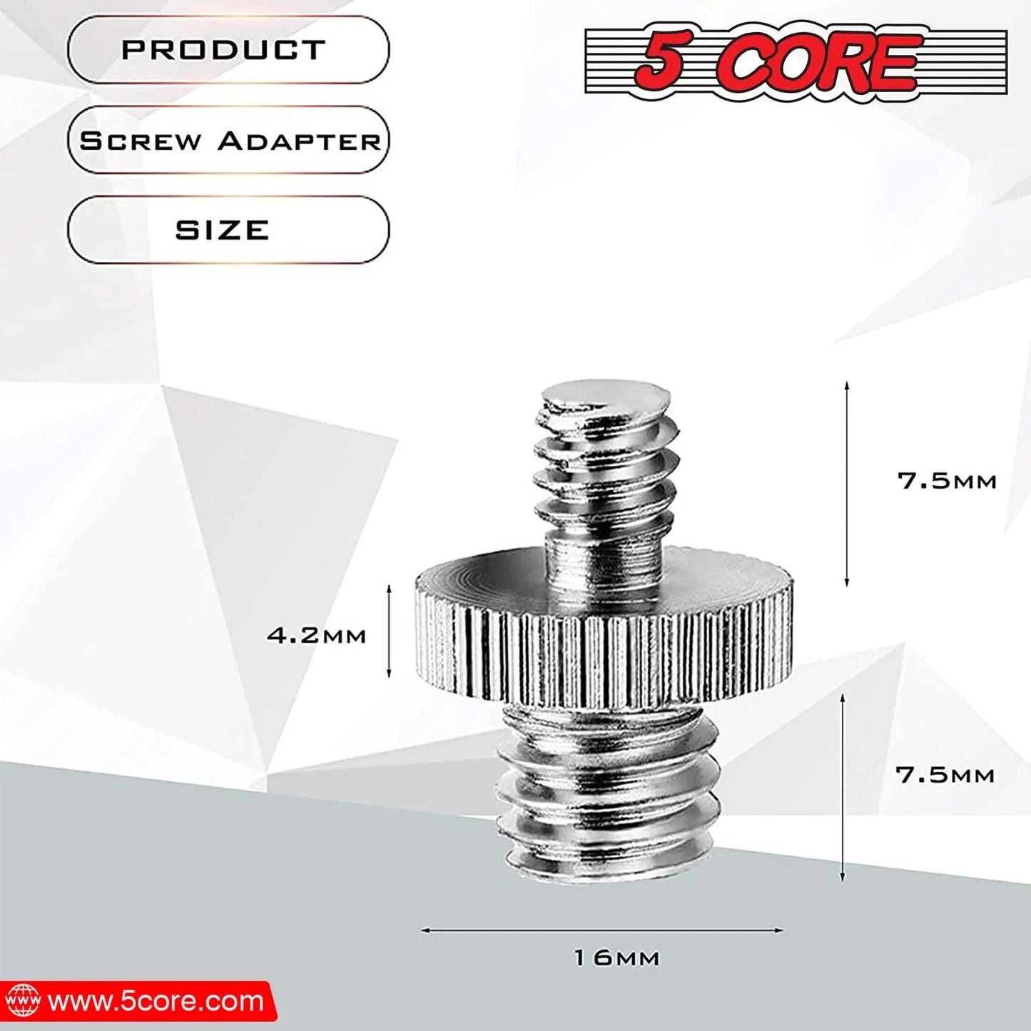 5Core 1/4 Male to 3/8 Inch Male Threaded Camera Tripod Screw Adapter
