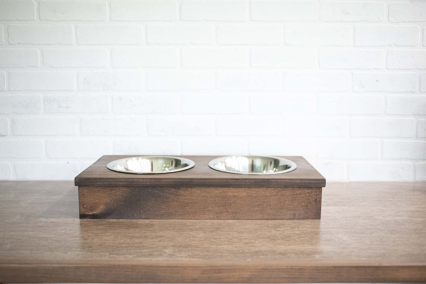Wooden Pet Feeder with Stainless Steel Bowls, Raised Dog Food Stand - ZYTU