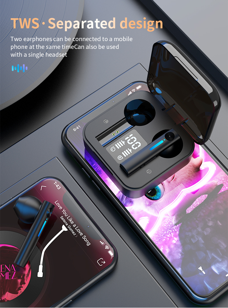 Bluetooth Earphones LED Wireless TWS with Microphone - ZYTU