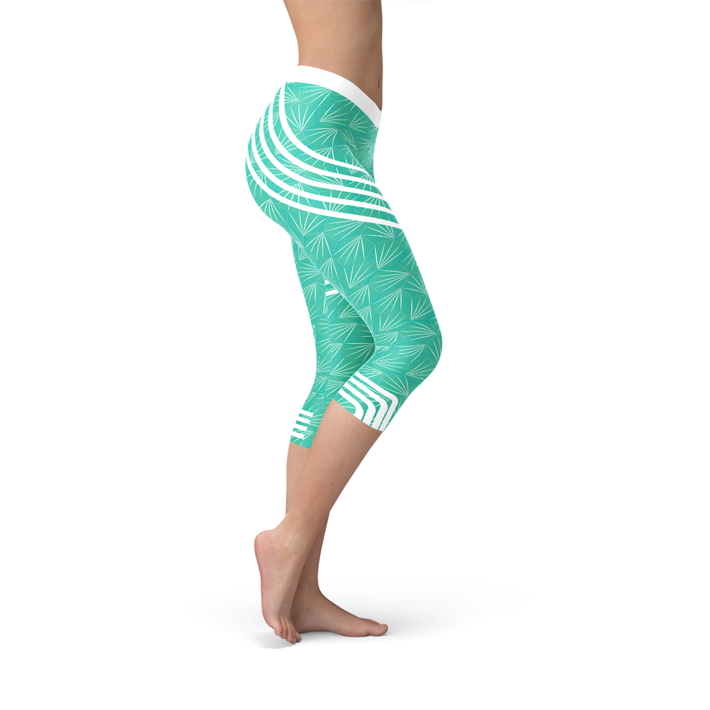 Turquoise Sports Capri Leggings - ZYTU