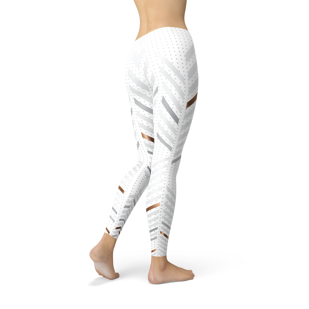 Womens White Stripes Leggings - ZYTU