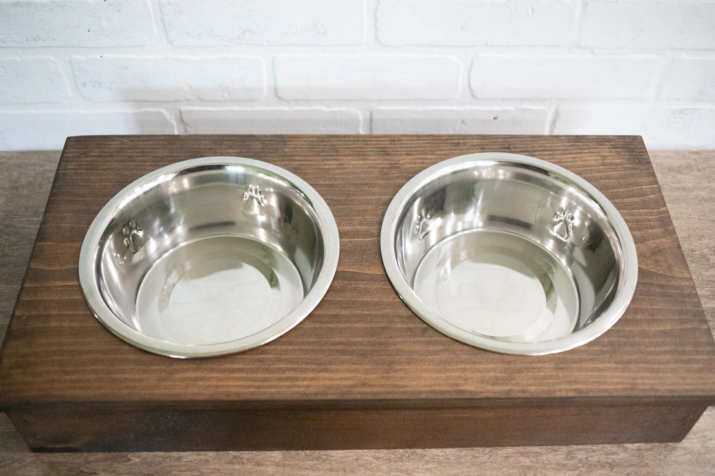 Wooden Pet Feeder with Stainless Steel Bowls, Raised Dog Food Stand - ZYTU