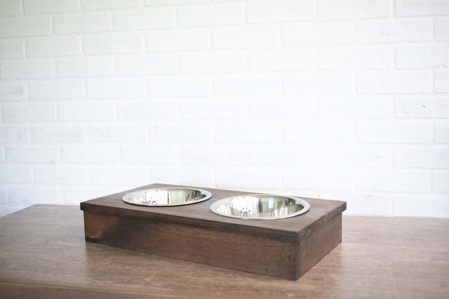 Wooden Pet Feeder with Stainless Steel Bowls, Raised Dog Food Stand - ZYTU