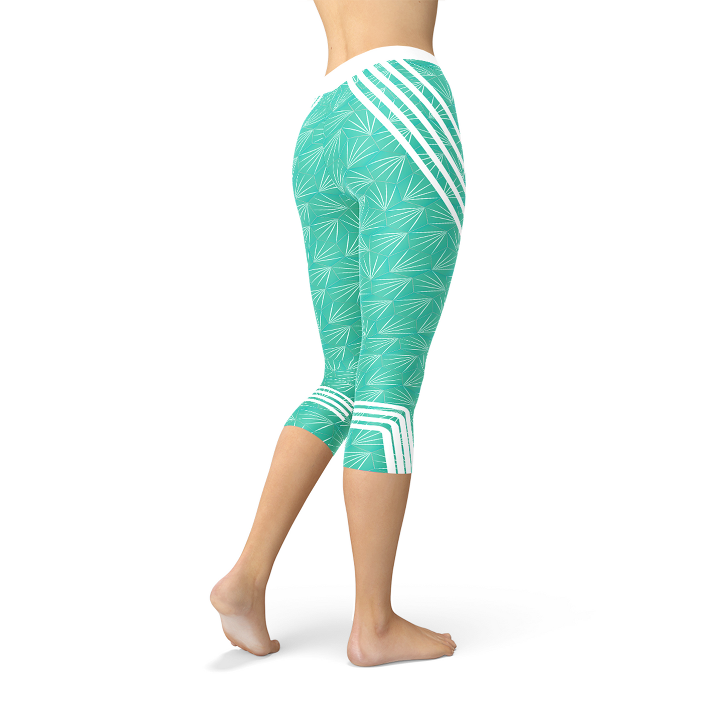 Turquoise Sports Capri Leggings - ZYTU