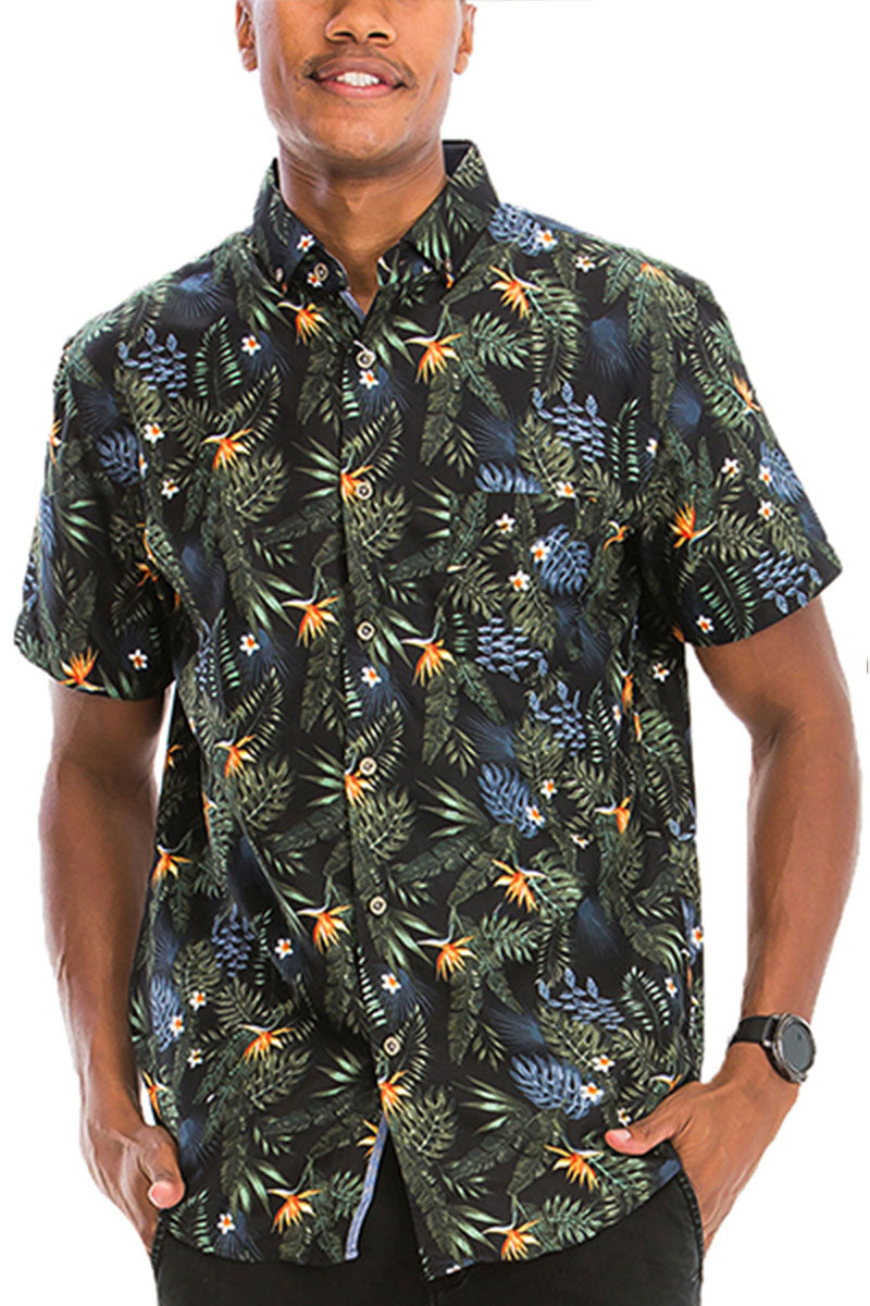 Hawaiian Print Button Down Shirt - ZYTU