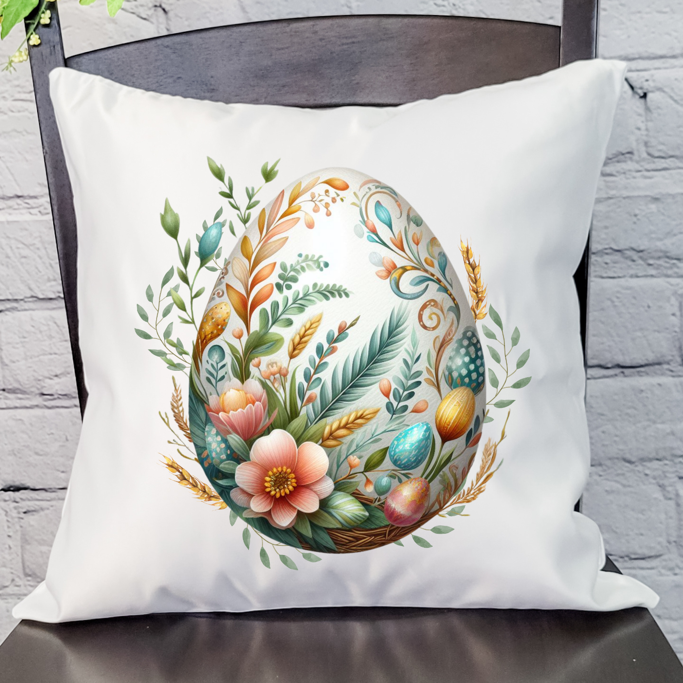 Decorated Egg Pillow Cover