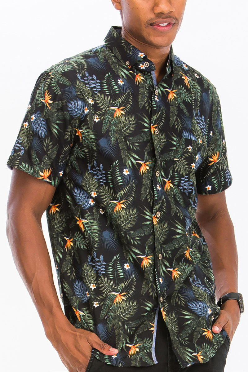 Hawaiian Print Button Down Shirt - ZYTU