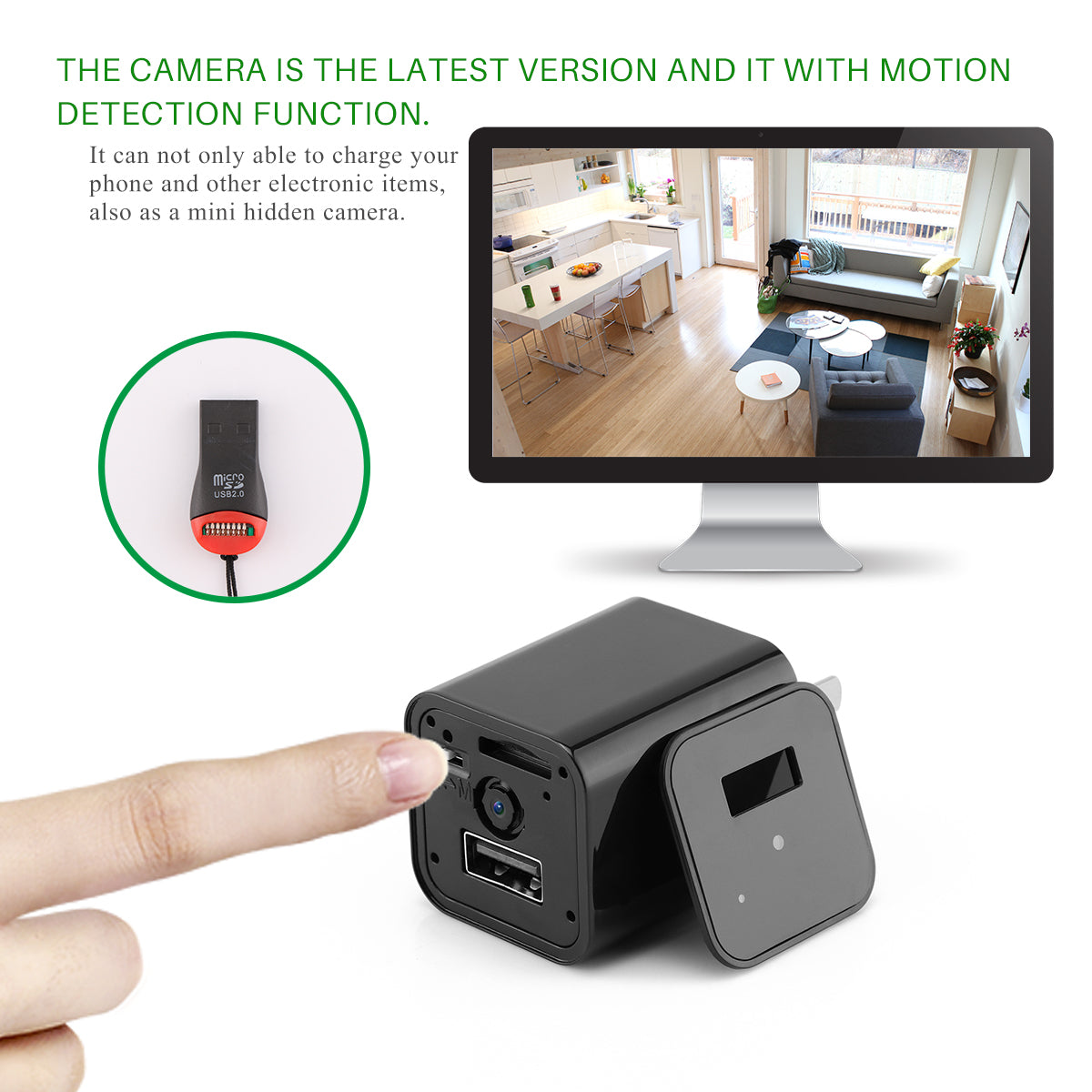 HD 1080P Hidden Camera USB Charger Home Security - ZYTU