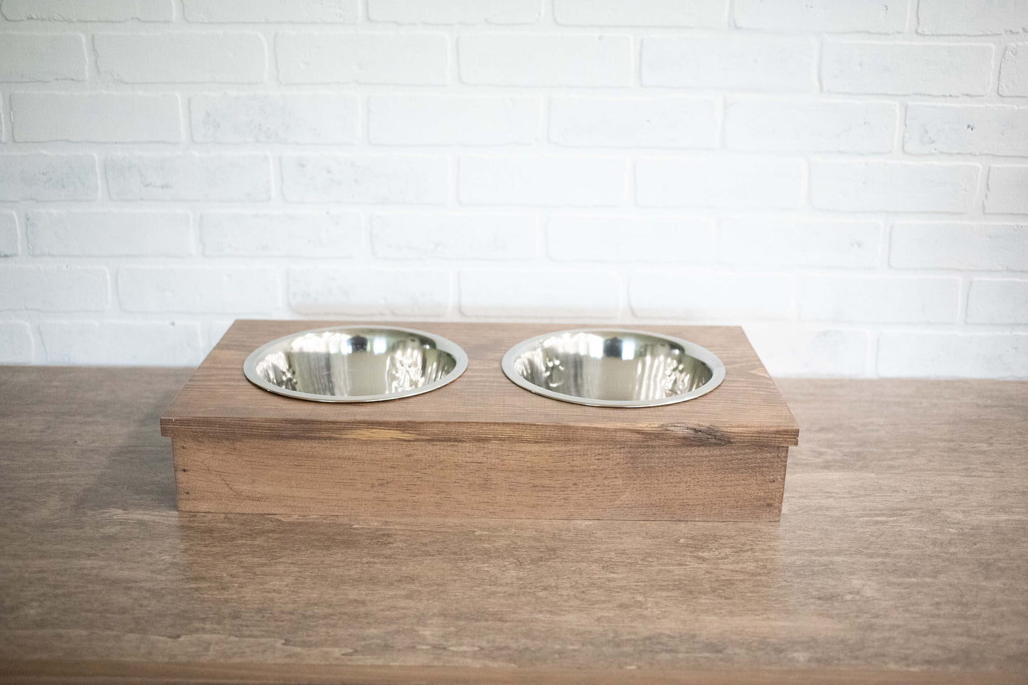 Wooden Pet Feeder with Stainless Steel Bowls, Raised Dog Food Stand - ZYTU