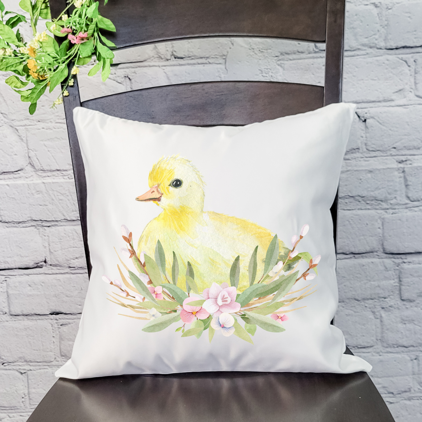 Flower Duckling Pillow Cover