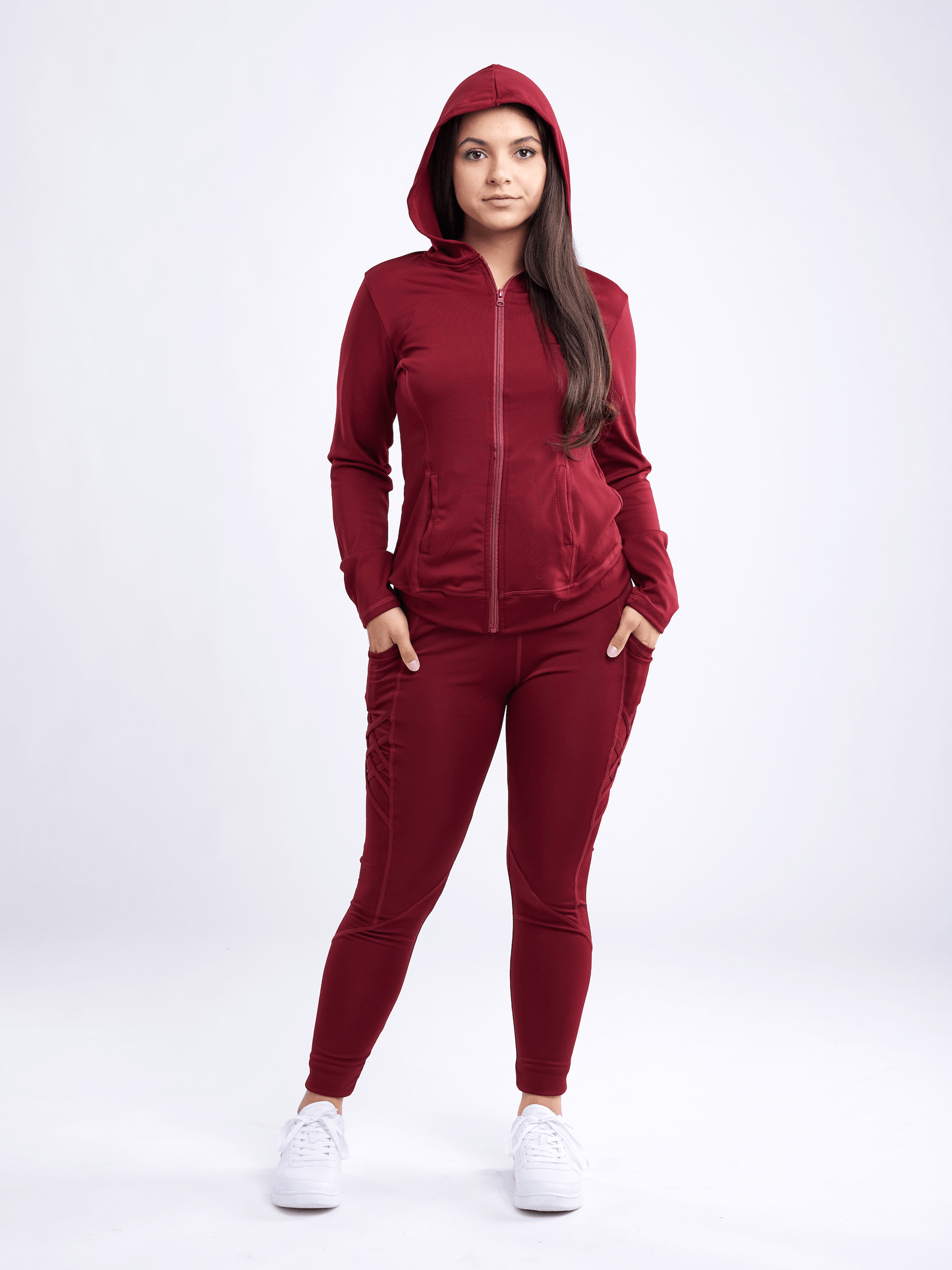 Athletic Fitted Zip-Up Hoodie Jacket with Pockets - ZYTU