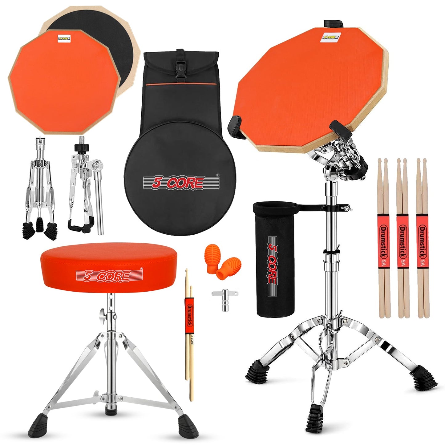 5Core Drum Throne Adjustable Guitar Stool Padded Seat + Drum Practice