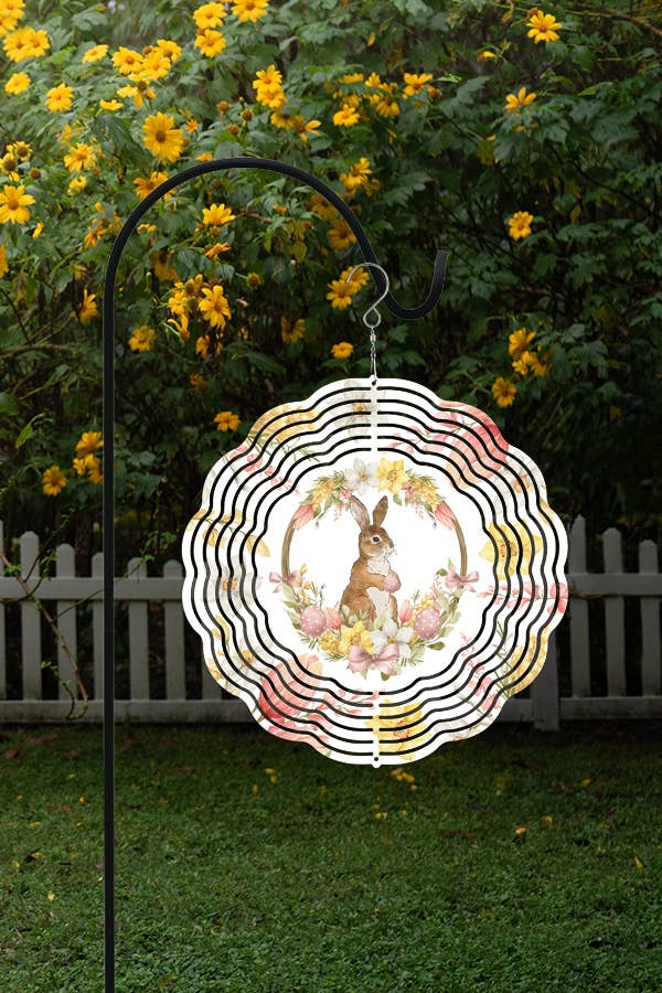 Easter Home Decor White Rabbit Egg Wind Spinner