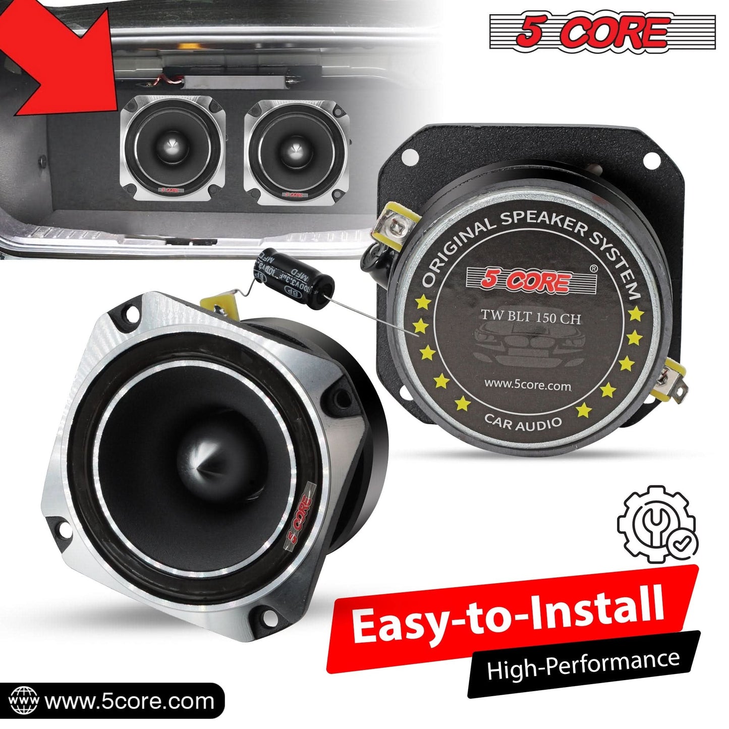 5Core Tweeters Speakers Car Audio Pair 600W Peak 3.5 Inch Super