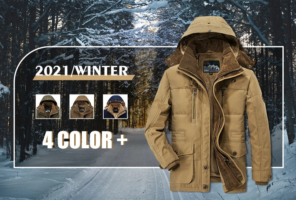 Mens Hooded Winter Parka Coat with Inner Fleece - ZYTU