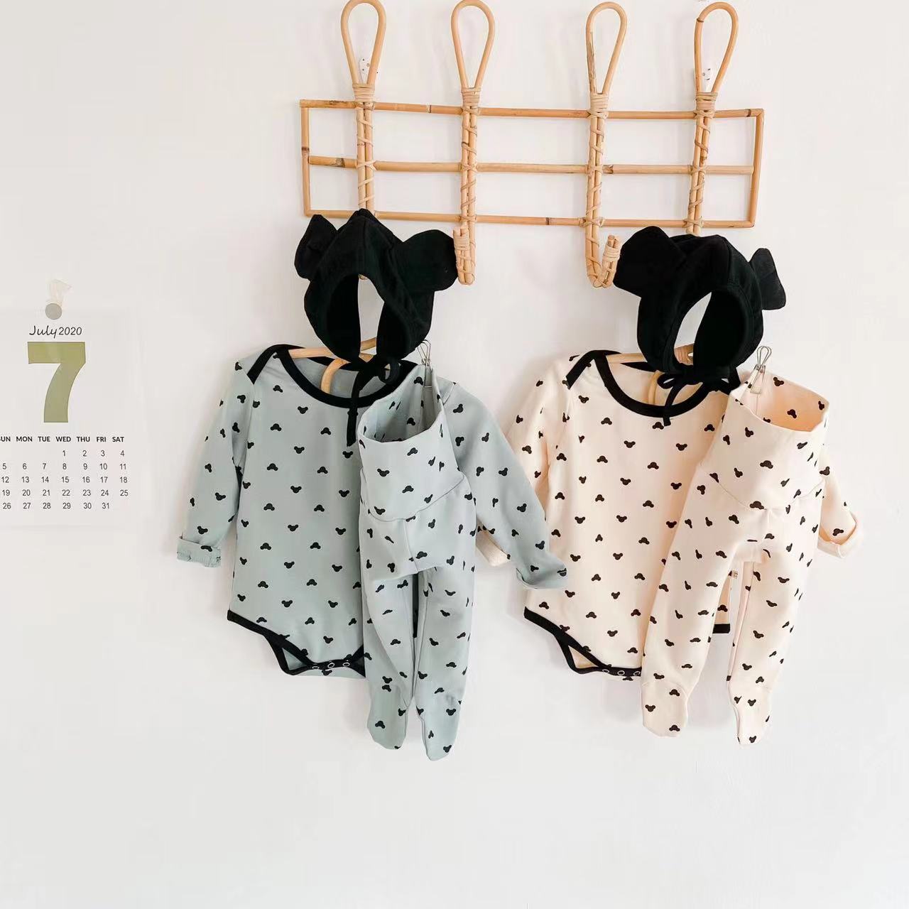 Baby Cartoon Print Pattern Soft Onesies Combo Trousers Sets - ZYTU