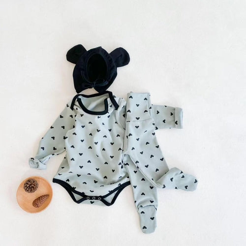 Baby Cartoon Print Pattern Soft Onesies Combo Trousers Sets - ZYTU