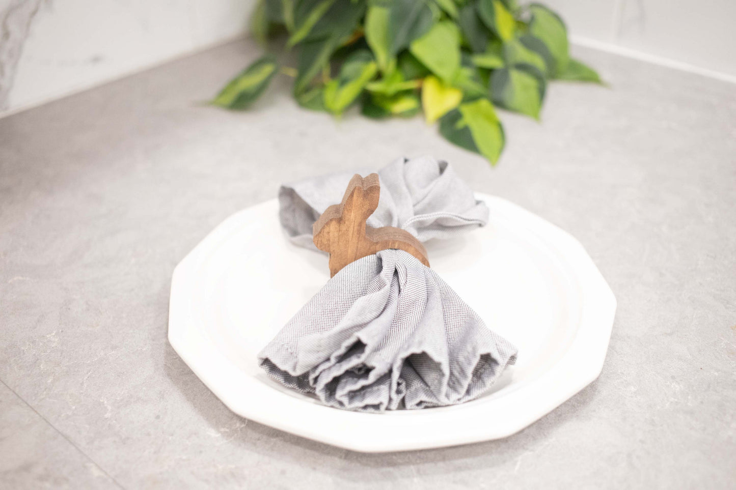 Easter Bunny Napkin Rings, Wood Easter Rabbit Table Decor - ZYTU
